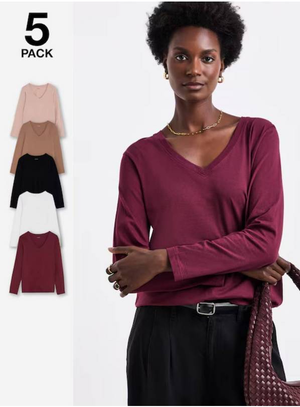JD WILLIAMS 5 Pack V Neck Long Sleeve Top 26